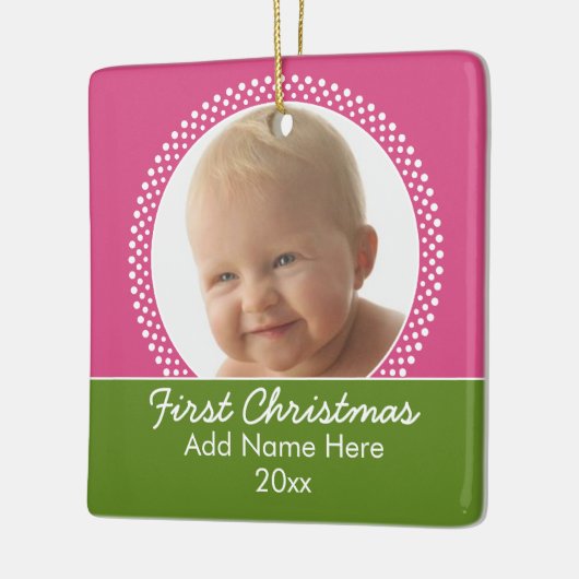 Baby's First Christmas Foto Frame Keramikornament (Links)