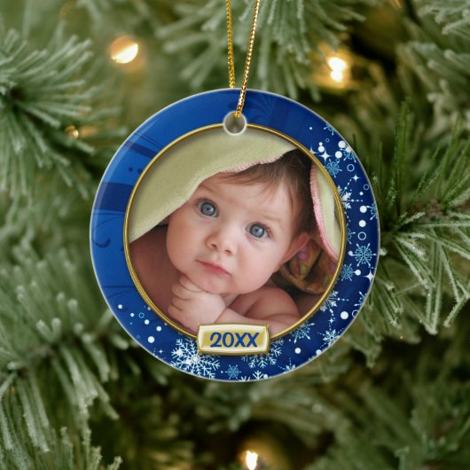 Baby's First Christmas Foto Frame Keramikornament (Baum)