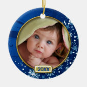Baby's First Christmas Foto Frame Keramikornament (Vorne)