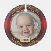 Baby's First Christmas Foto Frame Ornament Aus Glas (Vorderseite)