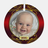 Baby's First Christmas Foto Frame Ornament Aus Glas (Rückseite)