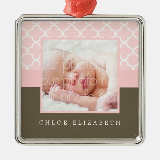 Baby's First Christmas Foto Frame Ornament Aus Metall (Vorne)