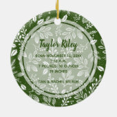 Baby's First Christmas Foto Green Keramik Ornament (Hinten)