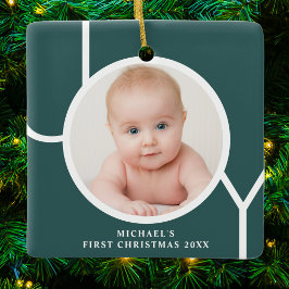 Baby's First Christmas Foto Green Keramikornament