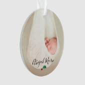 Baby's First Christmas Foto Green & Red Holly Ornament (Vorderseite)