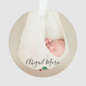 Baby's First Christmas Foto Green & Red Holly Ornament (Vorderseite)