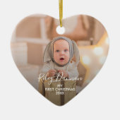 Baby's First Christmas Foto Heart Keramik Ornament (Vorne)