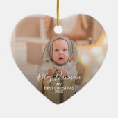 Baby's First Christmas Foto Heart Keramik Ornament (Hinten)