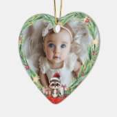 Baby's First Christmas-Foto-Heart-Racoon Keramik Ornament (Links)