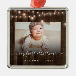 Baby's First Christmas Foto Holz und Licht Ornament Aus Metall