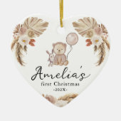 Baby's First Christmas Foto Jahr Niedlich Boho Bea Keramik Ornament (Vorne)