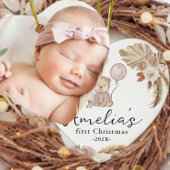 Baby's First Christmas Foto Jahr Niedlich Boho Bea Keramik Ornament