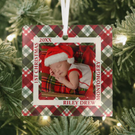 Baby's First Christmas Foto Kariert Ornament Aus Glas