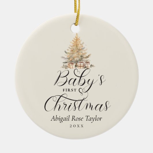 Baby's First Christmas Foto Keepake Keramik Ornament (Vorne)