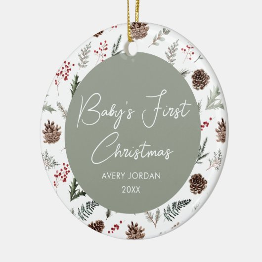 Baby's First Christmas Foto Keepake Keramik Ornament (Links)