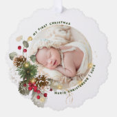 Baby's First Christmas Foto Keepake Ornament Karte (Vorderseite)