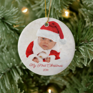 Baby's First Christmas Foto Keramik Ornament