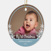 Baby's First Christmas Foto Light Blue Keramik Ornament (Links)