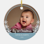 Baby's First Christmas Foto Light Blue Keramik Ornament (Hinten)