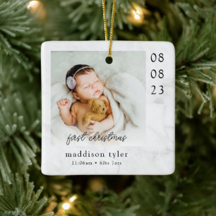 Baby's First Christmas Foto Marmor Keramikornament