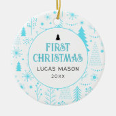 Baby's First Christmas Foto Modern Keramik Ornament (Vorne)