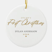 Baby's First Christmas Foto Modernes Minimalistisc Keramik Ornament (Vorne)