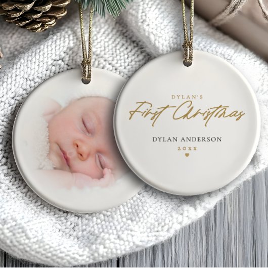 Baby's First Christmas Foto Modernes Minimalistisc Keramik Ornament