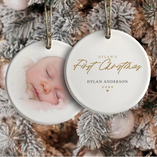 Baby's First Christmas Foto Modernes Minimalistisc Keramik Ornament