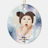 Baby's First Christmas Foto Name Pastel Keramik Ornament (Links)