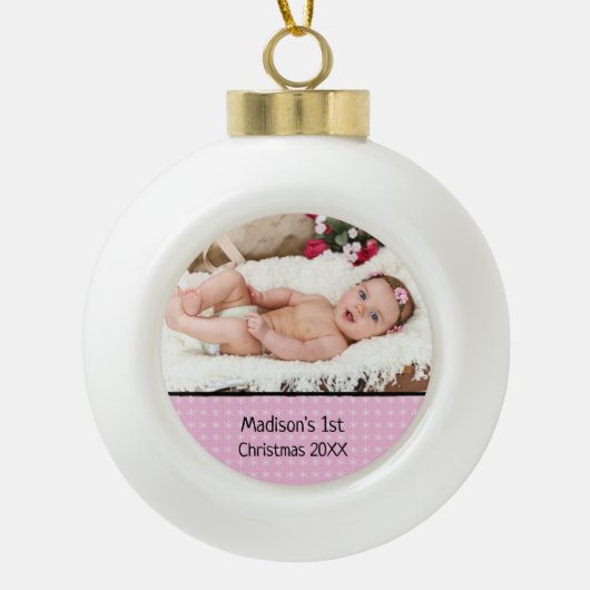 Baby's First Christmas Foto Ornament (Vorderseite)