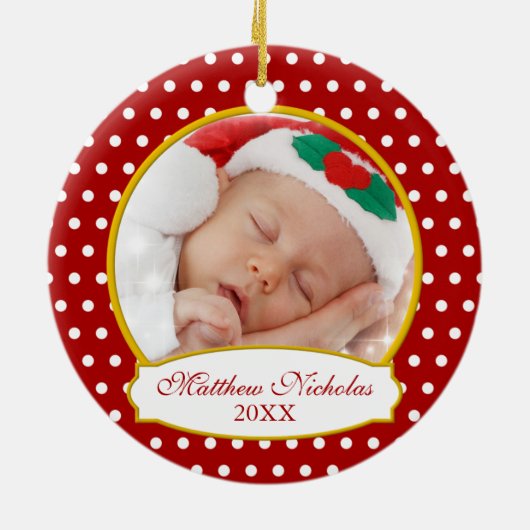 Baby's First Christmas Foto Ornament (Hinten)