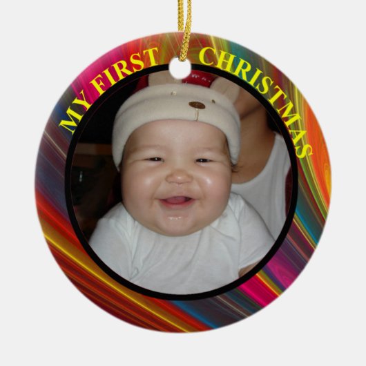 Baby's First Christmas Foto Ornament (Vorne)