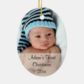 Baby's First Christmas Foto Ornament (Hinten)