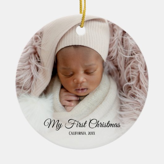 Baby's First Christmas Foto Ornament (Vorne)