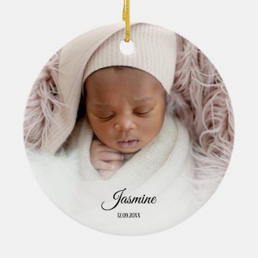 Baby's First Christmas Foto Ornament (Hinten)