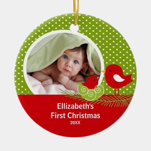 Babys First Christmas Foto Ornament Baby Bird (Vorne)