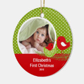 Babys First Christmas Foto Ornament Baby Bird (Links)