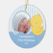 Babys First Christmas Foto Ornament Duck Boy (Links)
