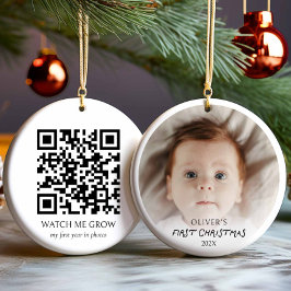 Baby's First Christmas Foto Ornament mit QR Code