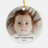 Baby's First Christmas Foto Ornament mit QR Code (Vorne)