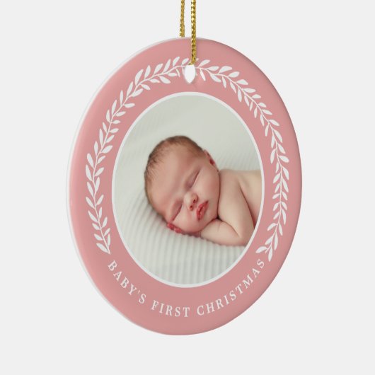 Baby's First Christmas Foto Ornament | Peach (Rechts)