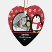 Babys First Christmas Foto Ornament Pinguin (Links)