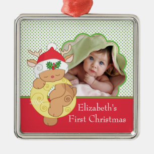 Baby's First Christmas Foto Ornament Rentier