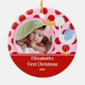 Babys First Christmas Foto Ornament Stork Girl (Hinten)