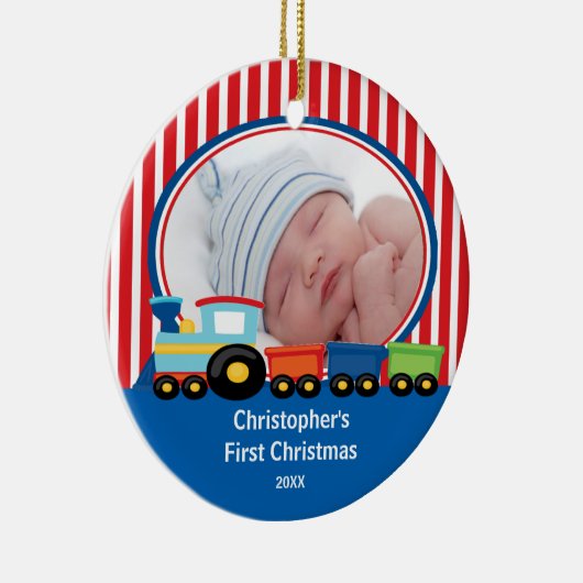 Baby's First Christmas Foto Ornament Train Boy (Rechts)