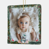 Baby's First Christmas-Foto-Pinguin Keramikornament (Links)