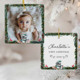 Baby's First Christmas-Foto-Pinguin Keramikornament