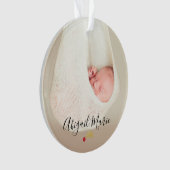 Baby's First Christmas Foto Red & Gold Holly Ornament (Vorderseite)