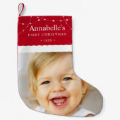 Baby's First Christmas Foto Red Kleiner Weihnachtsstrumpf (Vorderseite)