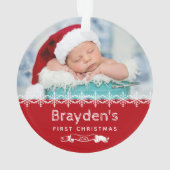 Baby's First Christmas Foto Red Ornament (Rückseite)